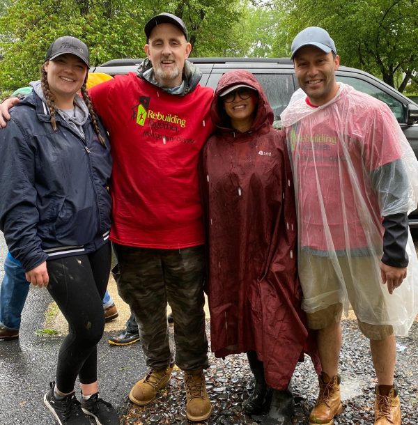 people in the rain